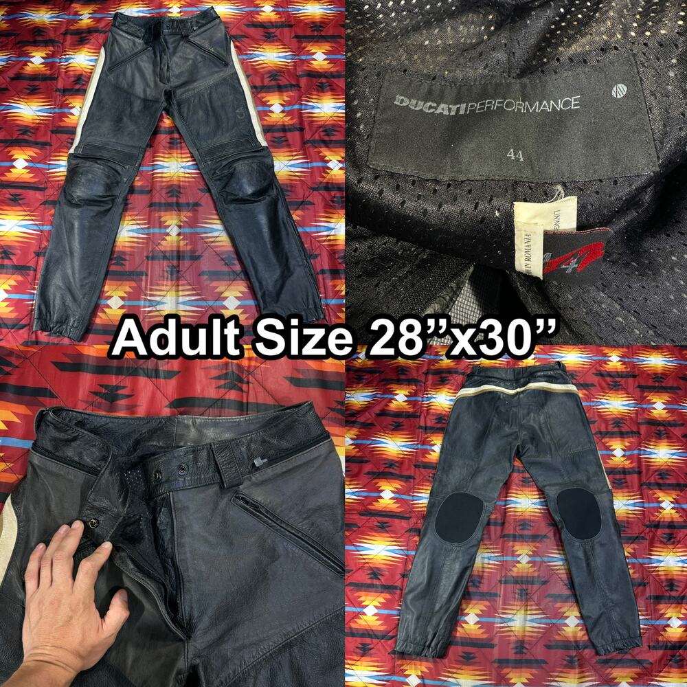 Ducati Performance Retro Track Street Motorcycle Leather Pants Italy Adult 28x30
